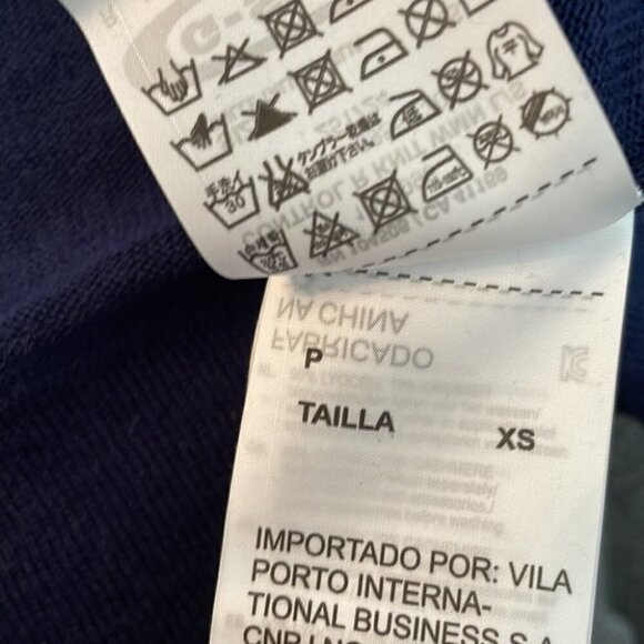 𝅺G-STAR navy blue light weight sweater bow detail logo long sleeve top sz Xs - Picture 6 of 10